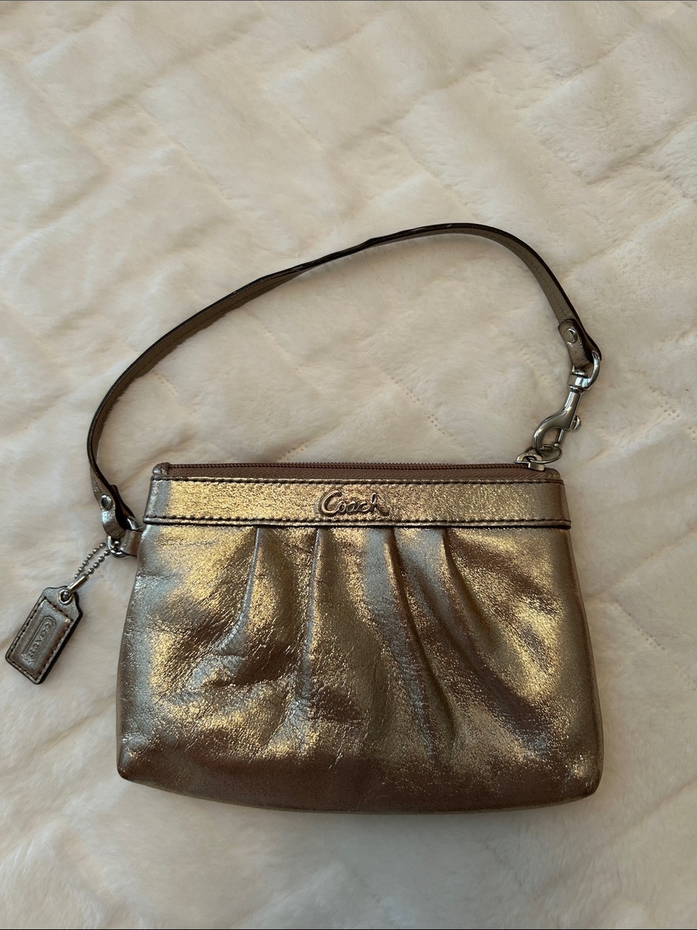 Coach Metallic Gold Leather Wristlet Clutch